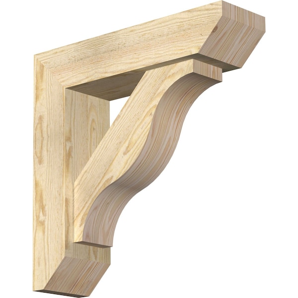 Ekena Millwork Funston Slat Rough Sawn Bracket w/ Offset Brace, Douglas Fir, 6"W x 22"D x 22"H BKT0604X22X22FST06RDF - main